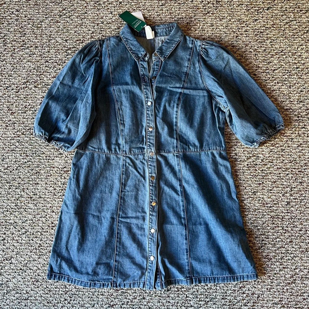 H&M Denim Dress w/ Puff Sleeve